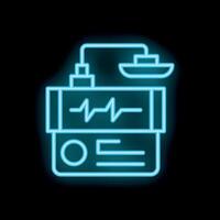 Neon icon of electrocardiogram connected to cargo ship monitoring system vector