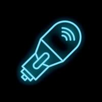Neon usb wifi adapter icon glowing on dark background vector