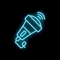 Neon sign of a powerful flashlight emitting light beam vector