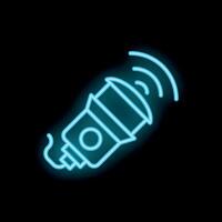 Neon icon of a cctv camera transmitting signal vector