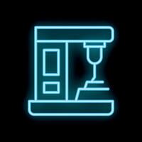 Neon icon of a milling machine for metalworking with numerical control vector