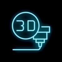 Neon 3d printer printing object icon glowing vector
