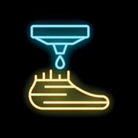 Neon icon of waterproofing spray impregnating surface of shoe vector