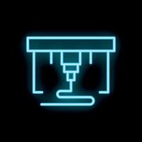 Neon icon of 3d printer printing object layer by layer vector