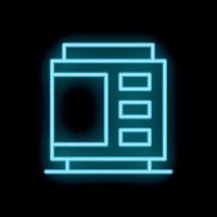 Neon blue web design icon glowing against black background vector