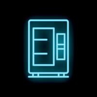 Blue neon vending machine glowing on a black background vector