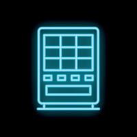 Neon icon of vending machine glowing on dark background vector