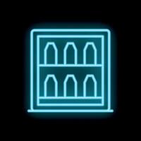 Neon icon of wine bottles resting in a cellar on black background vector
