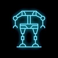 Neon robot standing with claws outstretched vector