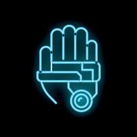 Neon sign of a robotic hand connected to a computer system vector