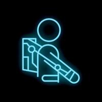 Neon style icon of person with broken arm in sling vector