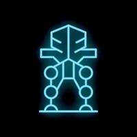 Neon blue machine learning artificial intelligence icon glowing on black background vector