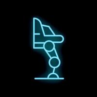Neon sign of an automated assembly line robot arm holding a car body frame vector