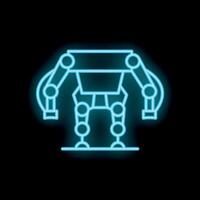 Neon robot standing on black background vector
