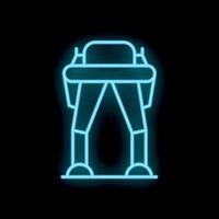 Neon icon of military robot standing guarding territory vector