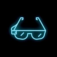 Neon sign representing smart glasses for virtual augmented reality vector