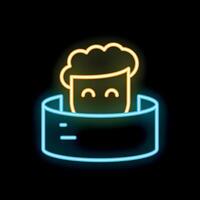 Neon sign showing a smiling person using a virtual reality headset vector