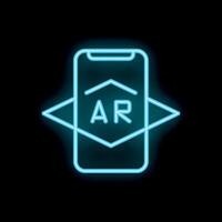 Neon icon of smartphone showing augmented reality app vector
