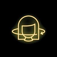 Neon icon of woman face rotating showing vr technology vector
