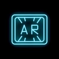 Neon icon of augmented reality display glowing on black background vector