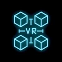 Neon vr logo showing four cubes forming a cross around vr text vector