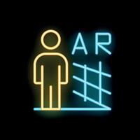 Neon icon of man experiencing augmented reality entertainment vector