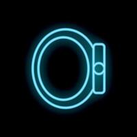 Neon smart watch glowing on black background vector