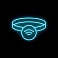 Neon icon of smart tracker collar for pets with wifi symbol vector