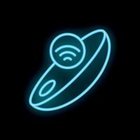 Neon icon of smart object with wifi symbol glowing on black background vector