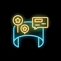 Neon sign representing augmented reality experience with balloons and speech bubble vector