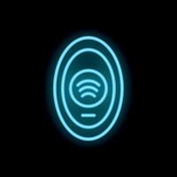 Neon icon of modern wireless device glowing on black background vector