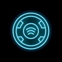 Glowing neon blue online casino chip sending a wifi signal vector