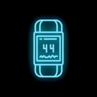 Neon icon of smartwatch showing blood sugar level on screen vector