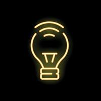 Yellow neon lightbulb transmitting a signal on a black background vector