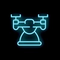 Neon icon of drone flying with camera recording vector