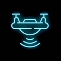 Neon drone delivering parcel using gps navigation system vector