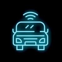 Neon icon of a connected car transmitting data vector