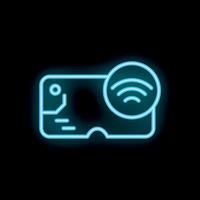 Neon icon of contactless payment system using nfc technology vector