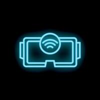 Neon icon of vr glasses showing wifi connection vector