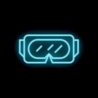 Neon sign representing virtual reality headset on black background vector