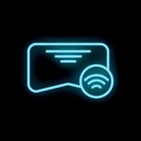 Neon icon of credit card showing nfc payment technology vector