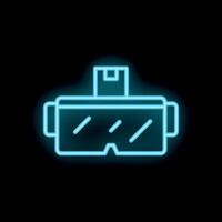 Neon icon of vr glasses showing augmented reality interface vector