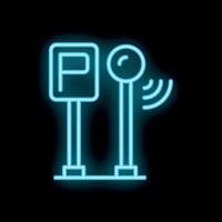 Neon icon of smart parking system showing free parking space vector