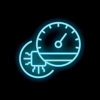 Neon icon of processor speed test representing benchmarking vector