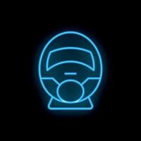 Blue neon icon of a monorail train, glowing against a dark background vector