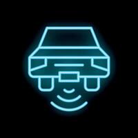 Neon self driving autonomous vehicle parking sensor icon vector