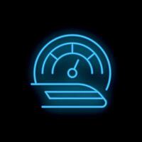 Neon speedometer showing train speeding up reaching high velocity vector