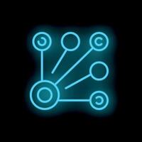 Neon style copyright icon showing content ownership and intellectual property rights protection vector