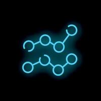 Neon style blue connected circles forming a network on black background vector