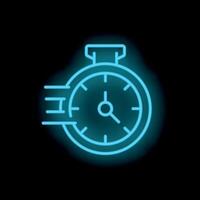 Neon blue clock showing fast moving time vector